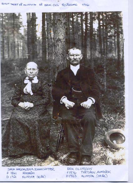 Sara-Magdalena och Erik Orsn, Johans föräldrar